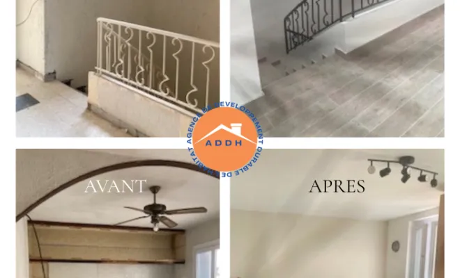 AVANT/ APRES Renovation escalier/salle à manger  réalisée par ADDH